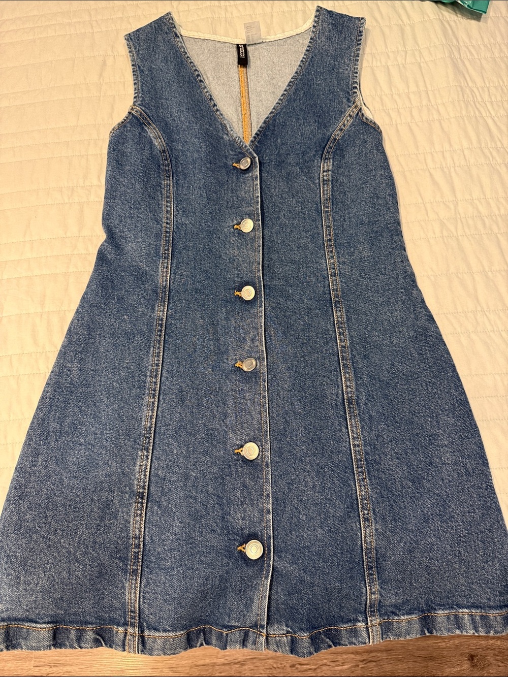 H&M Light Blue Denim Dress with Button Front